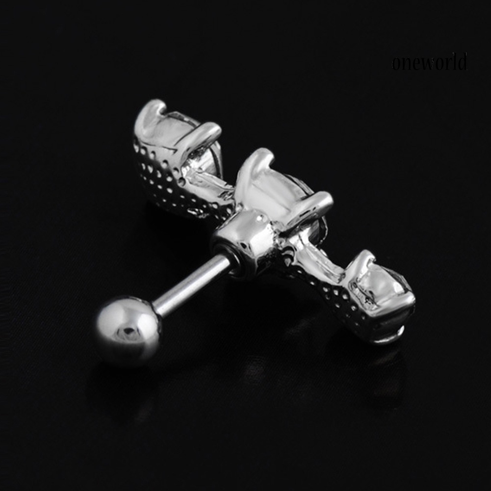 OW@ 1Pc Women Cubic Zirconia Barbell Ear Cartilage Helix Piercing Stud Earrings