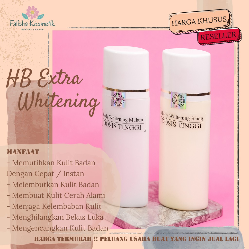 [RESELLER] Lotion Pemutih Badan Hb Extra Whitening Dosis Tinggi Handbody Dosting Tubuh BPOM