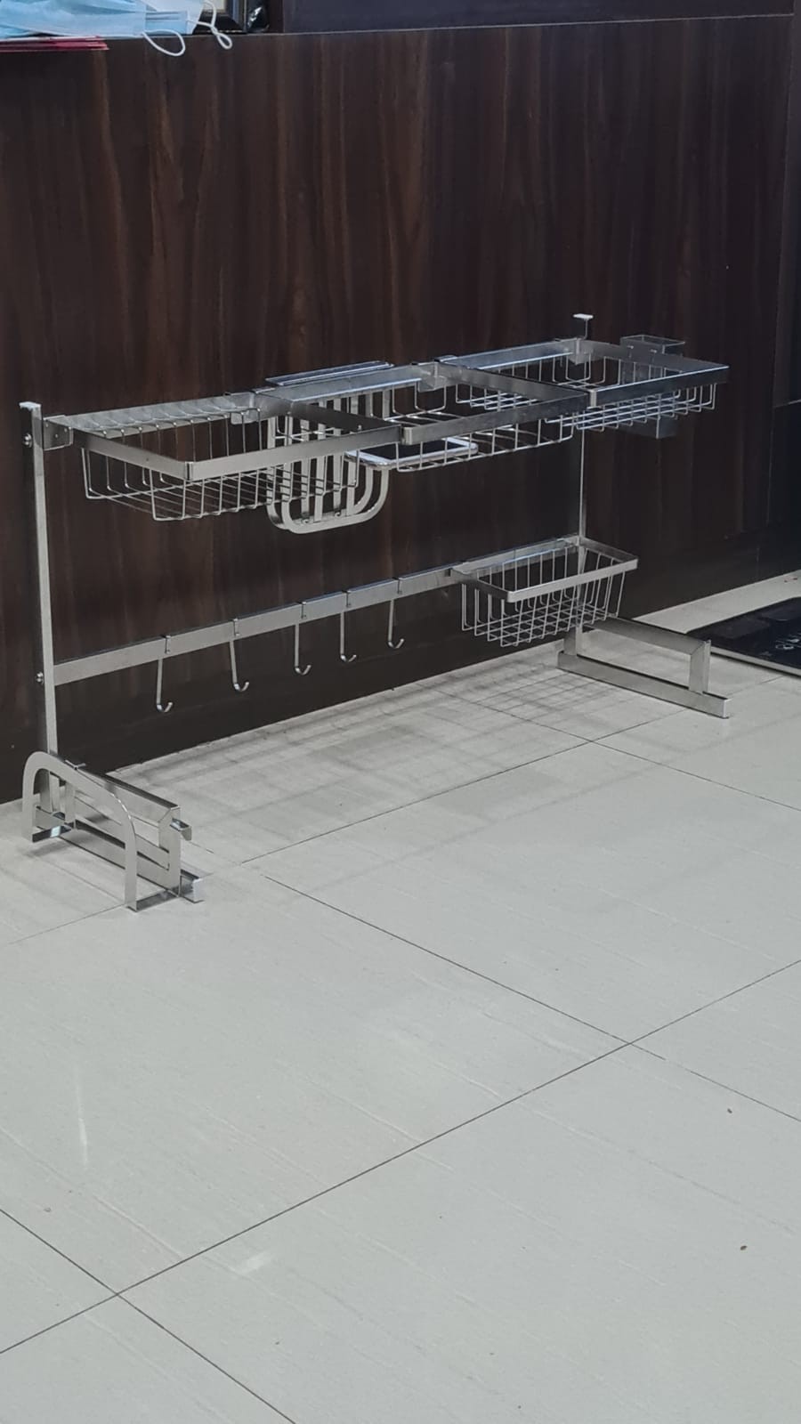 Netel Rak Wastafel Rak Piring 304 Baja Anti Karat Rak Penyimpanan Dapur Perak Mangkuk Tiris Multifungsi