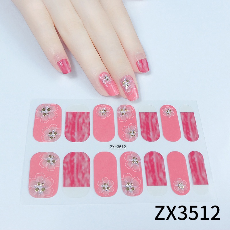 Stiker Kuku 3d Motif Berlian / Mutiara Warna Gradasi Tahan Air Untuk Nail Art / Manicure DIY