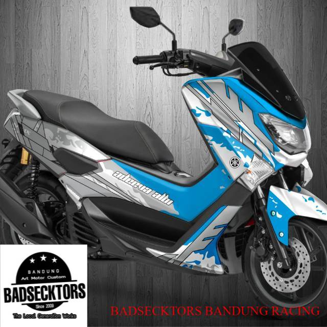 Decal Nmax Stiker full nutup body variasi silver blue keren