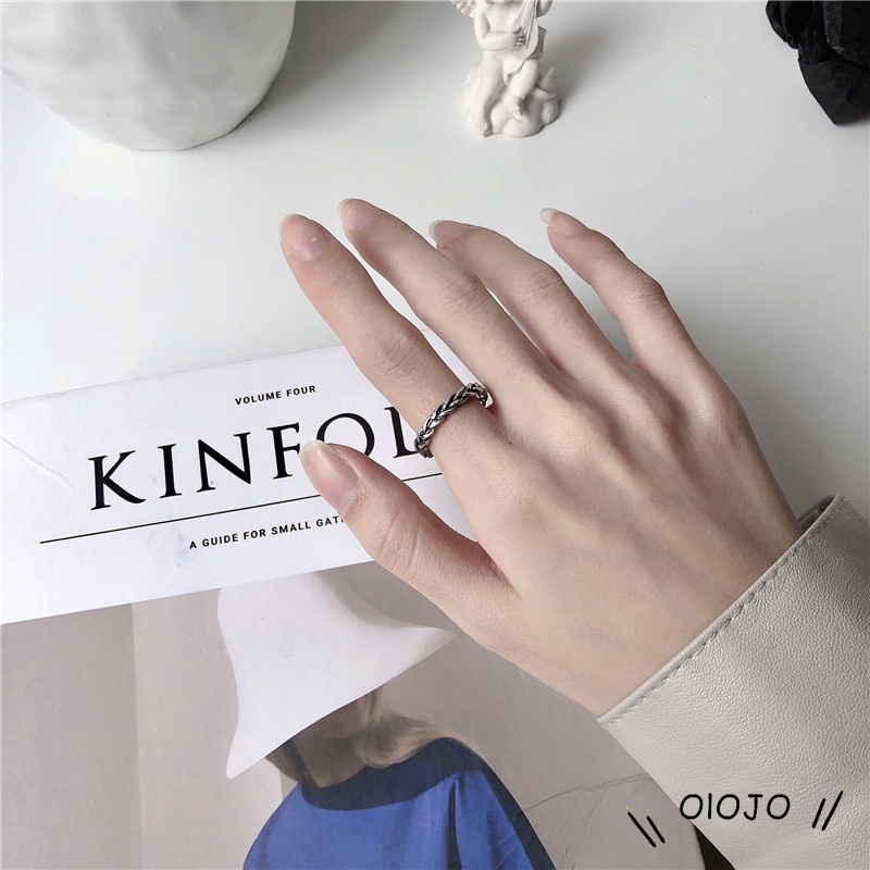 Cincin Desain Twisted Retro Korea Unik untuk Pria dan Wanita - ol