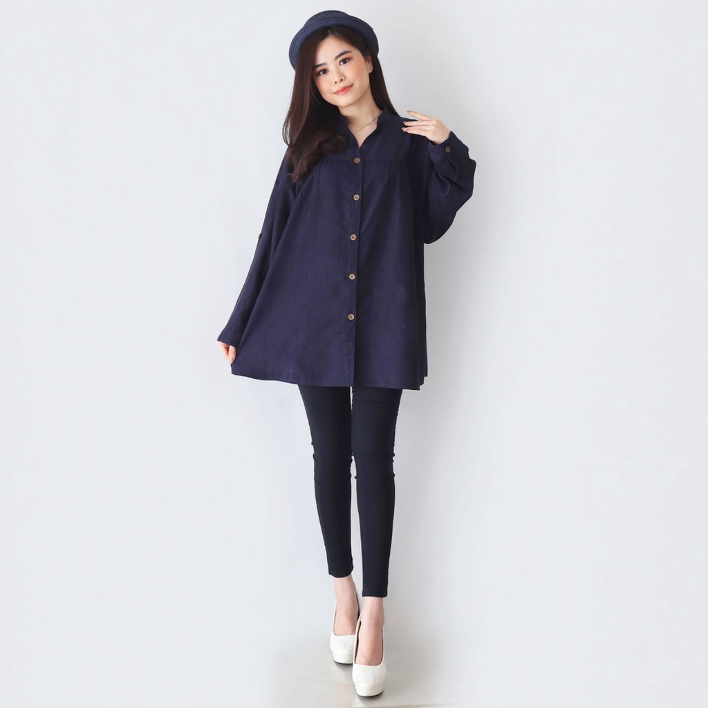 ARENA - VNECK KANCING DEPAN JUMBO SIZE BLOUSE WANITA-5