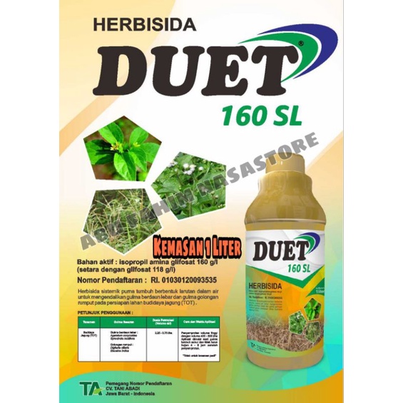 RACUN RUMPUT DUET 160 SL 1 LITER / RACUN ALANG ALANG / RACUN SISTEMIK