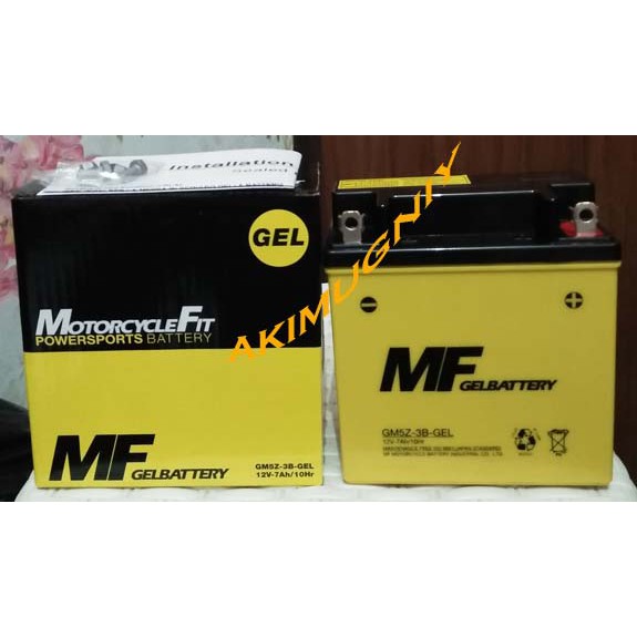 aki motor gel mf gm5z3b aki kering gm5z-3b 12v 7ah mio sporty vega gs