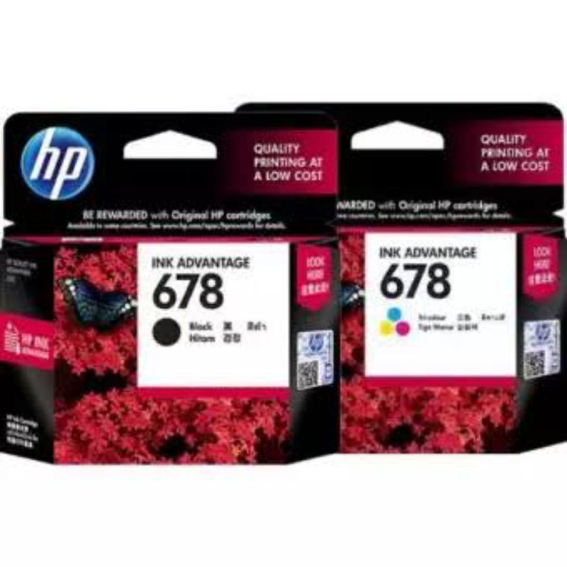 Catridge hp 678 black and 678 color original 100%