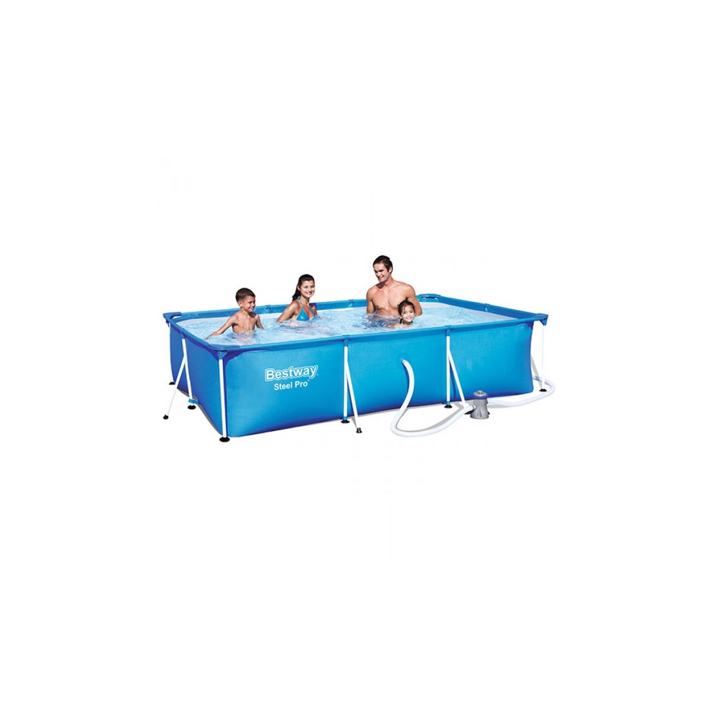 BESTWAY 56411 KOLAM STEEL PRO PERSEGI + FILTER 300 X 201 X 66CM