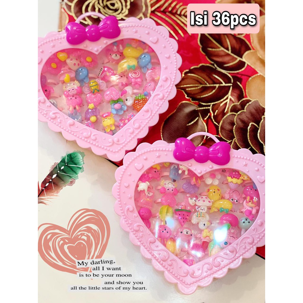 VS BG - Cincin Anak Perempuan isi 17pcs Bahan Plastik Motif Kartun