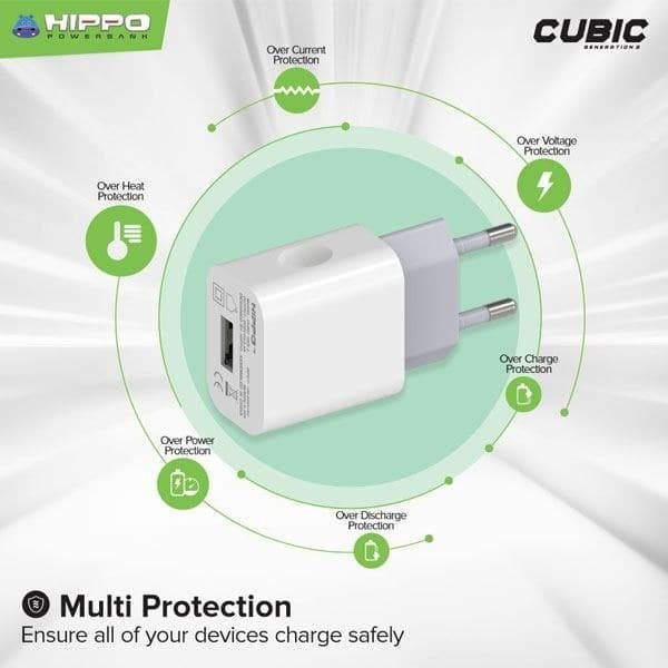 Hippo Adaptor Charger Cubic 2 2.4A Adapter Kepala Casan Original Ori