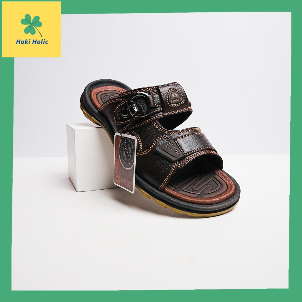 Sandal Pria Barnett Grand Top Max Coklat &amp; Hitam / Sandal Kasual - Sandal Kulit