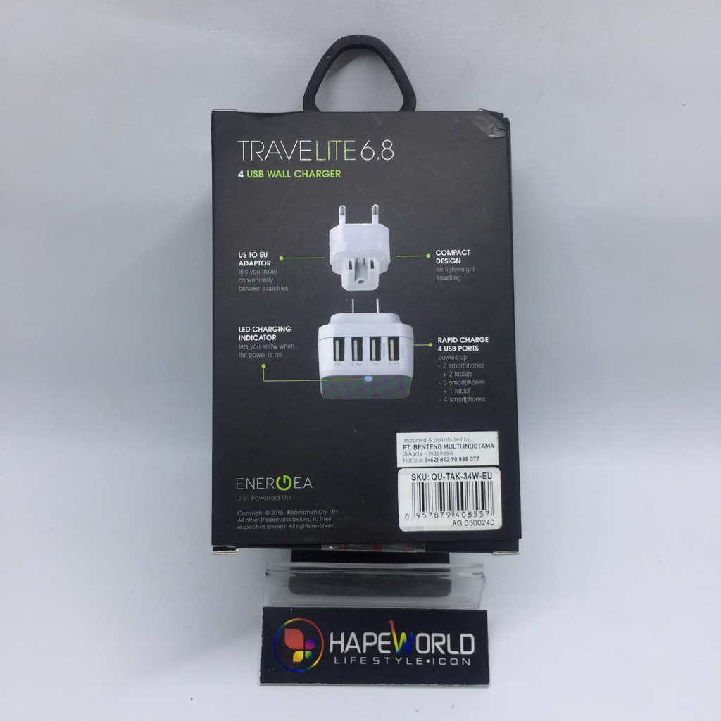 ENERGEA TRAVELITE 6.8A 4-USB WALL CHARGER