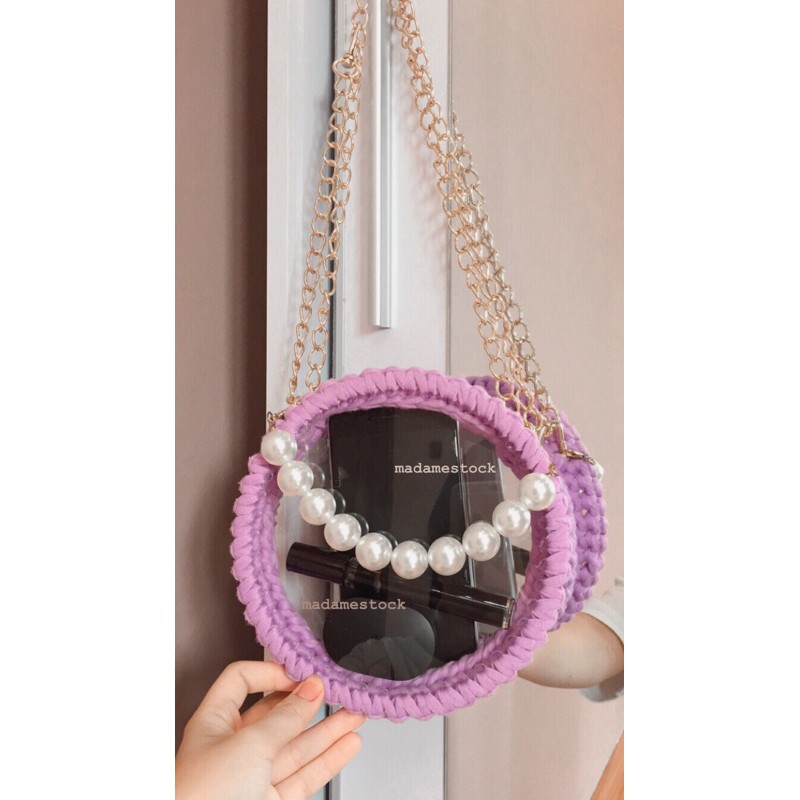 Acrylic Crochet Bag / Tas Rajut Akrilik Bening Transparan / Pet Carrier Cargo / Tas Hewan – Hamster 