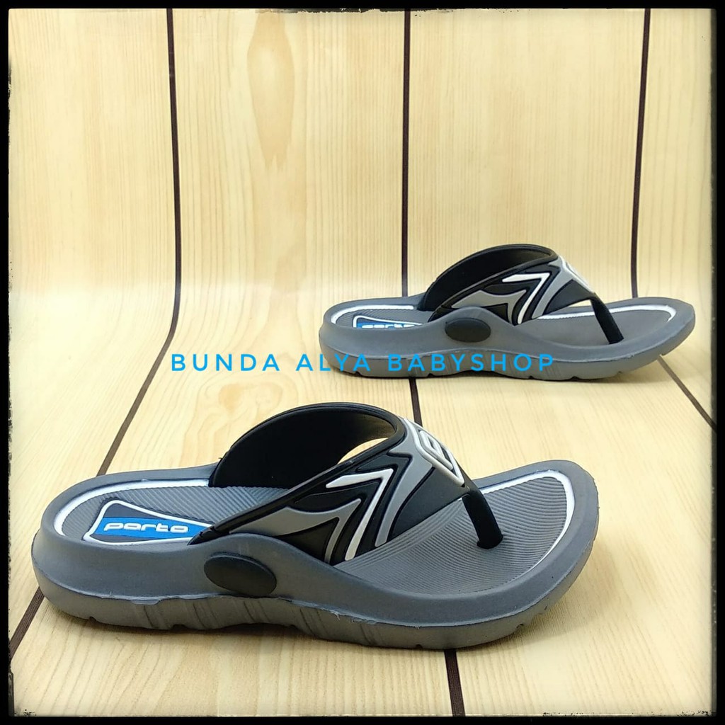 Sandal Anak Laki Laki Jepit Usia 3 4 5 6 7 Tahun Karet ABU Size 24 -35 Lentur - Sendal Anak Cowok Jepit Anti Licin PORTO Karet