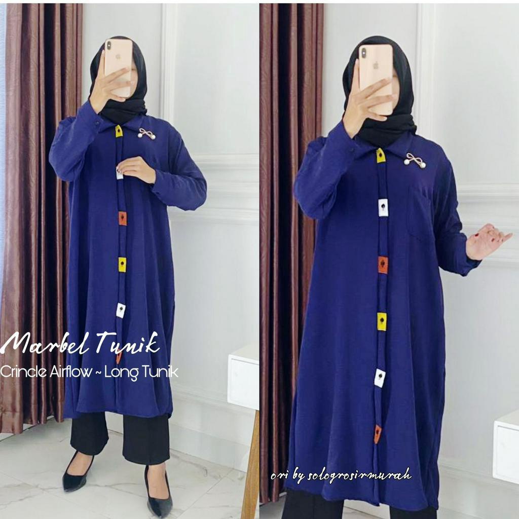 TUNIK MARBEL CRINCLE AIRFLOW LD 110CM // FULL KANCING AKTIF