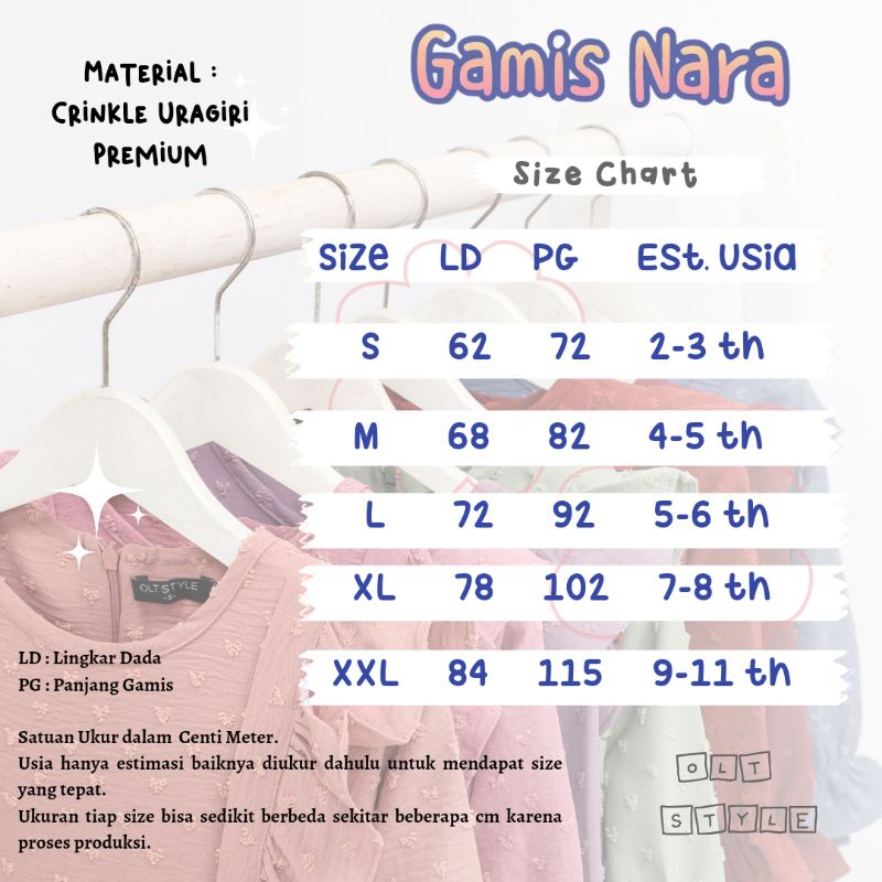 Ollet Gamis Nara / Gamis anak Uragiri Crinkle
