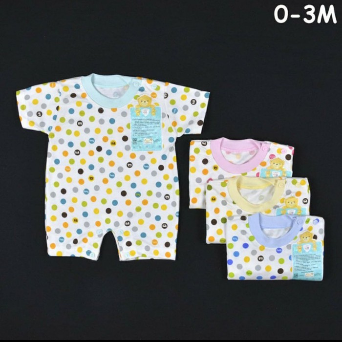 Libby Baju Kodok Segiempat - Romper Bayi/Baby Motif (0-3M)