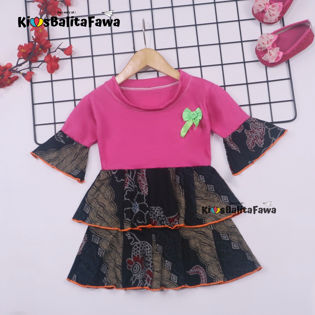 Dress Syifa uk 1-2 Tahun / Baju Anak Perempuan Dres Lengan Panjang Murah Gaun Pesta Pakaian Grosir