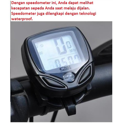 Speedometer Sepeda Wireless Display LCD - SD-548C - Black-Waterproof-anti air