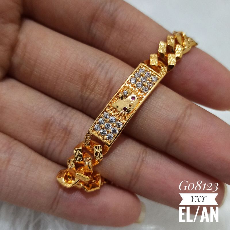 Gelang Anak Yaxiya Rantai sisik naga HK zircon warna Gold G08123