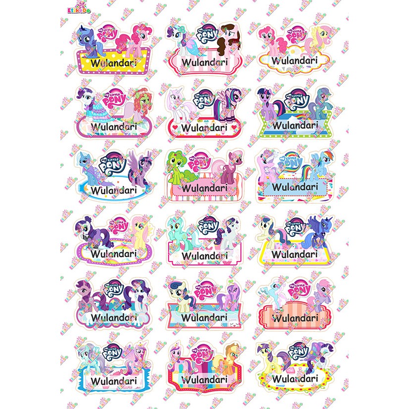 

LABEL NAMA LITTLE PONY 72 STIKER-ANTI AIR/ROBEK/LUNTUR -2 Nama LP5M2