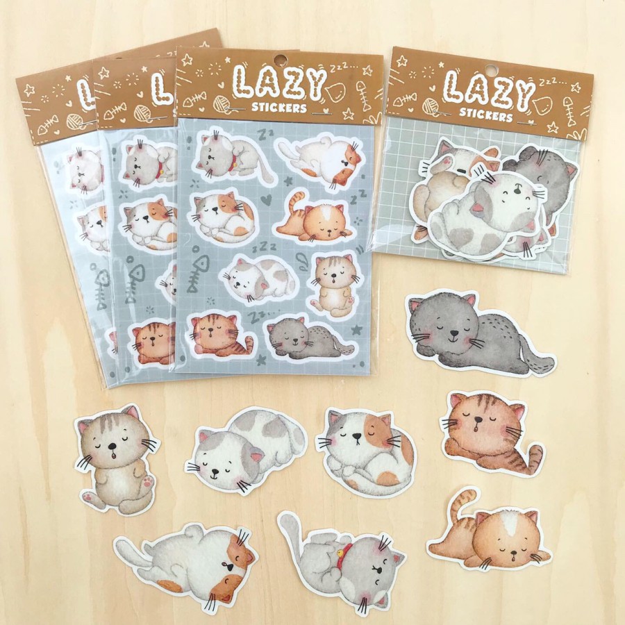 

[Artopia] Sticker Planner Lazy Cat by MENTOL ART / Stiker Lucu / Cute / Bujo Journaling Journal