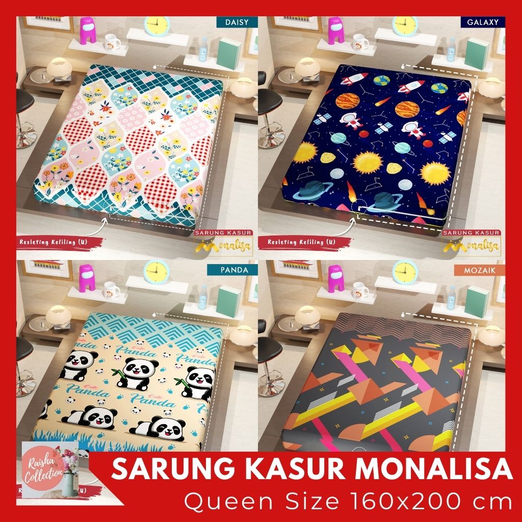 RC SARUNG KASUR BUSA ADA RESLETING  MONALISA UKURAN 160X200