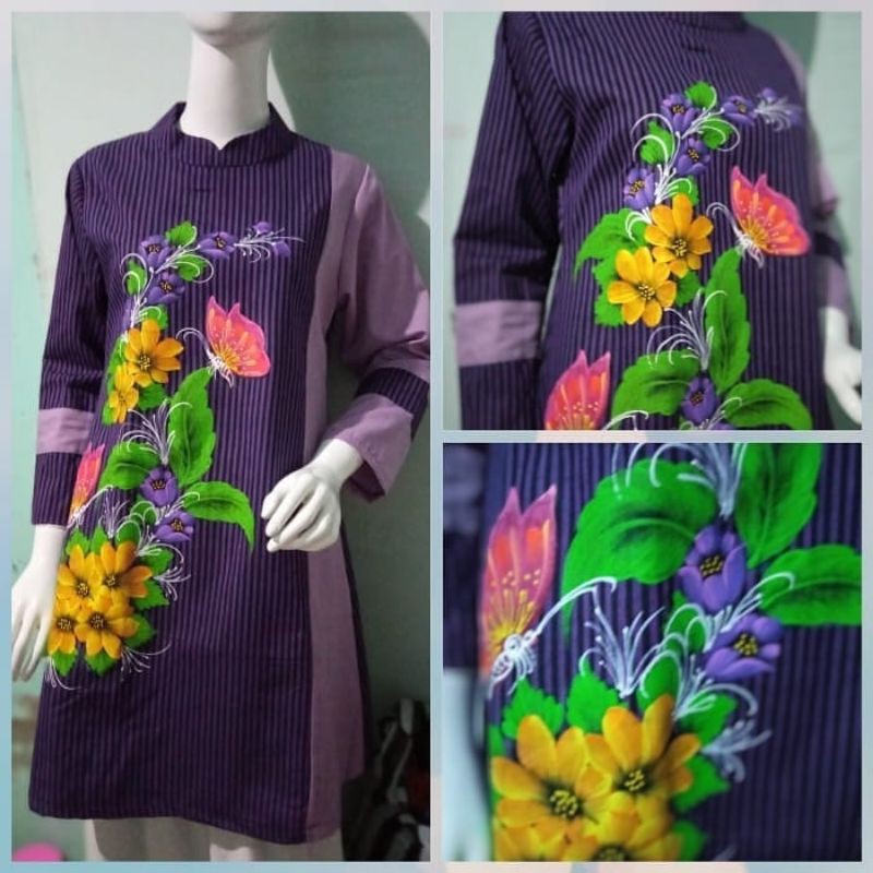 Tunik lukis kombinasi