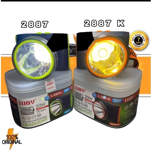 Senter Kepala Luby Cahaya Sinar Kuning dan Putih L2887L dan L2887K - Head Lamp Led Flash Yellow Ligh