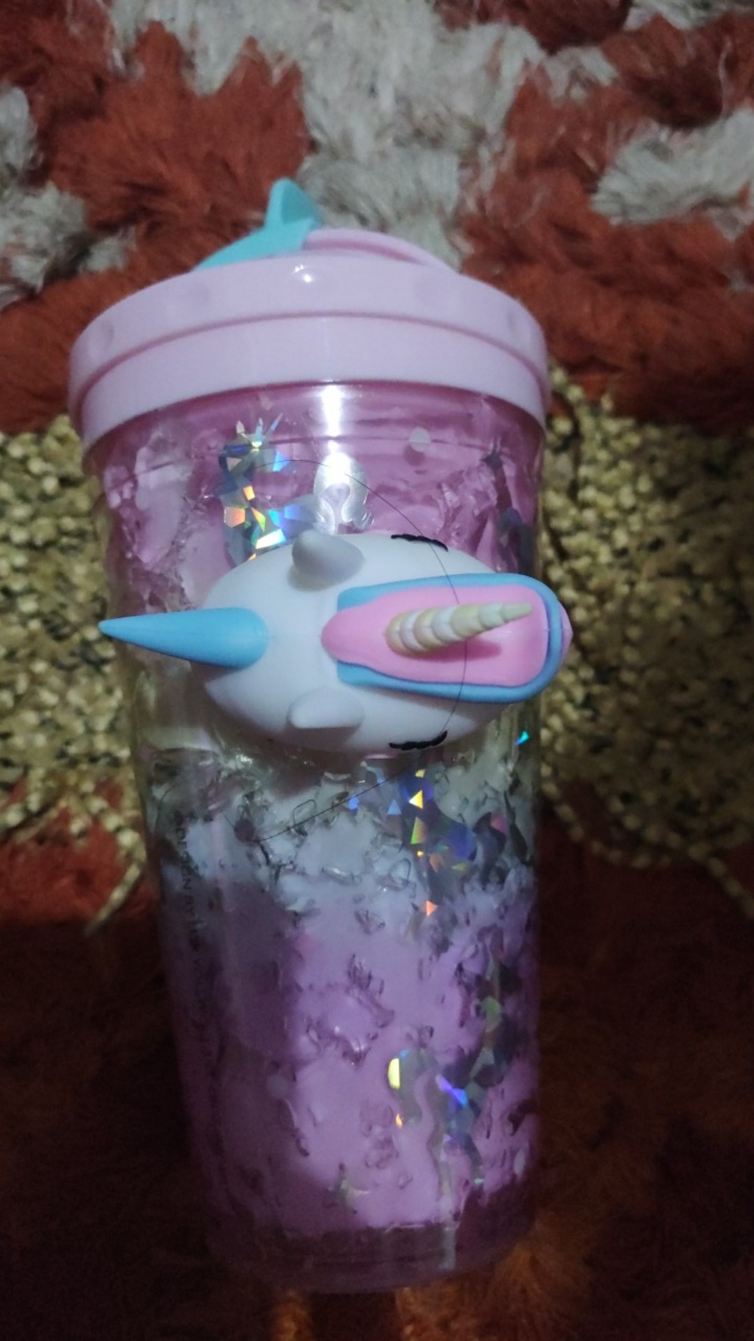 Tb-uni1 Tumbler Double Wall Unicorn Glitter Import 430 Ml