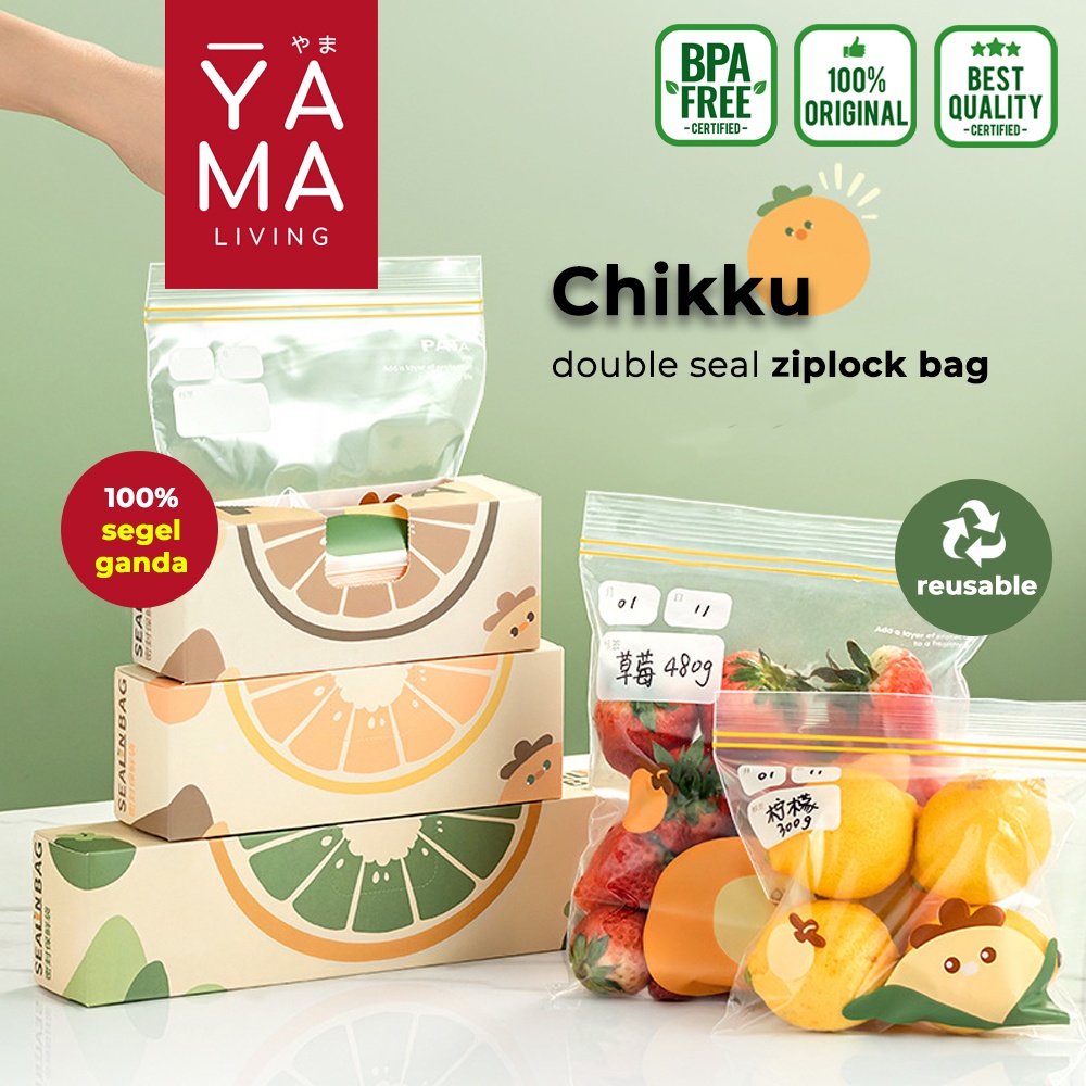 YAMA CHIKKU Double Ziplock Bag Plastik Klip Reusable Fresh Bag Kantong Pouch Kulkas Penyimpan Makanan Sayuran