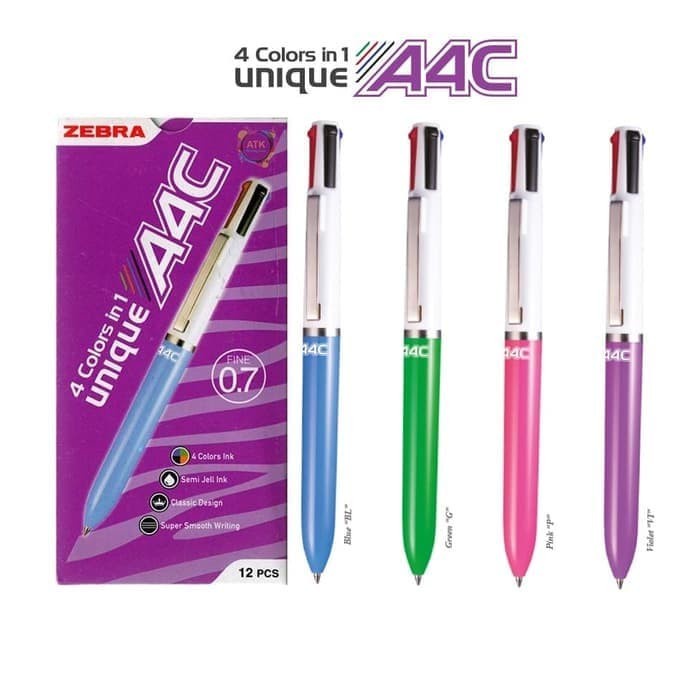 

Pulpen Zebra A4C 4 Warna Fine Tip 0.7mm Per Pcs