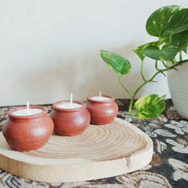 TEJA Lilin Wadah Tanah Liat/Clay Dekorasi Shabby Rustic