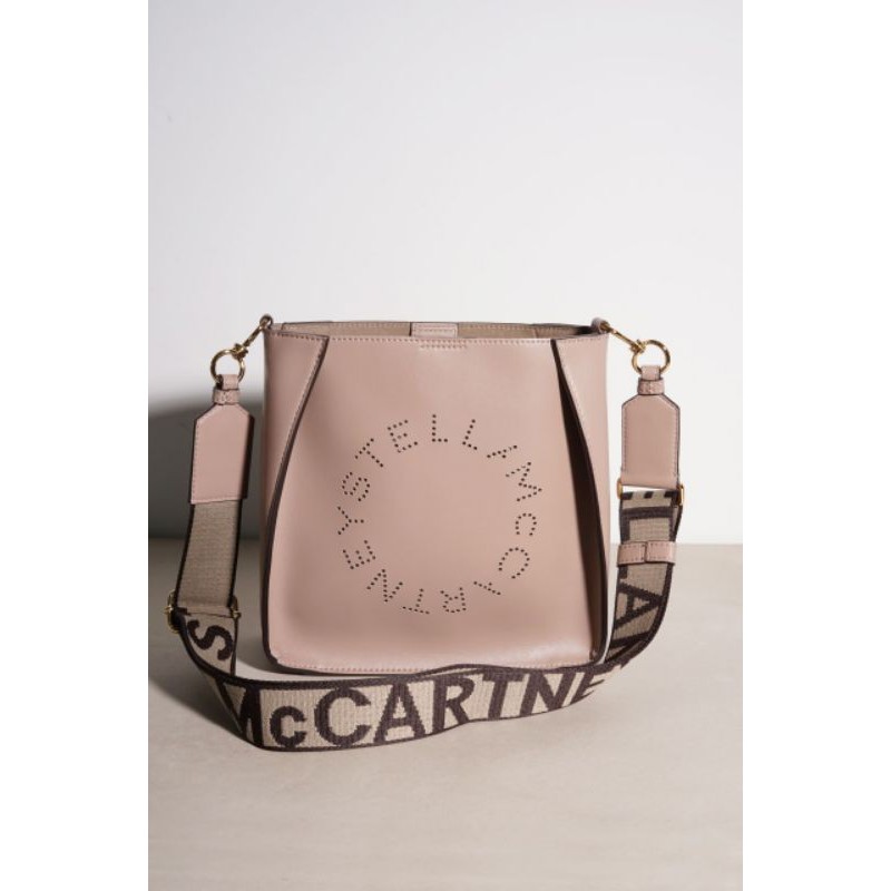stella mccartney small Hobo shoulder bag in beige with logo strap