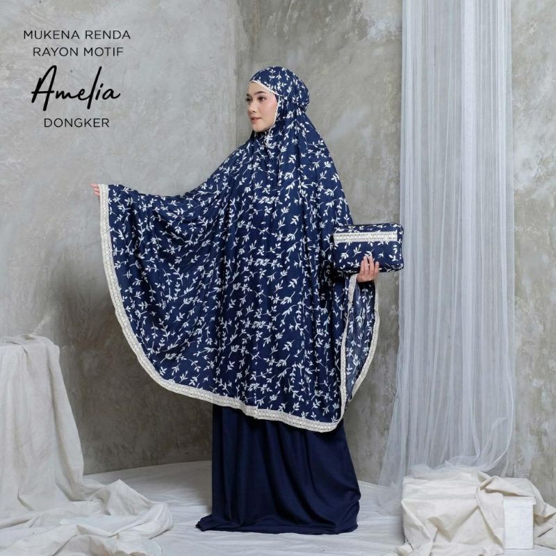 MUKENA DEWASA RAYON RENDA  MOTIF  MUKENA TRAVELLING AMELIA 2 IN 1 PREMIUM