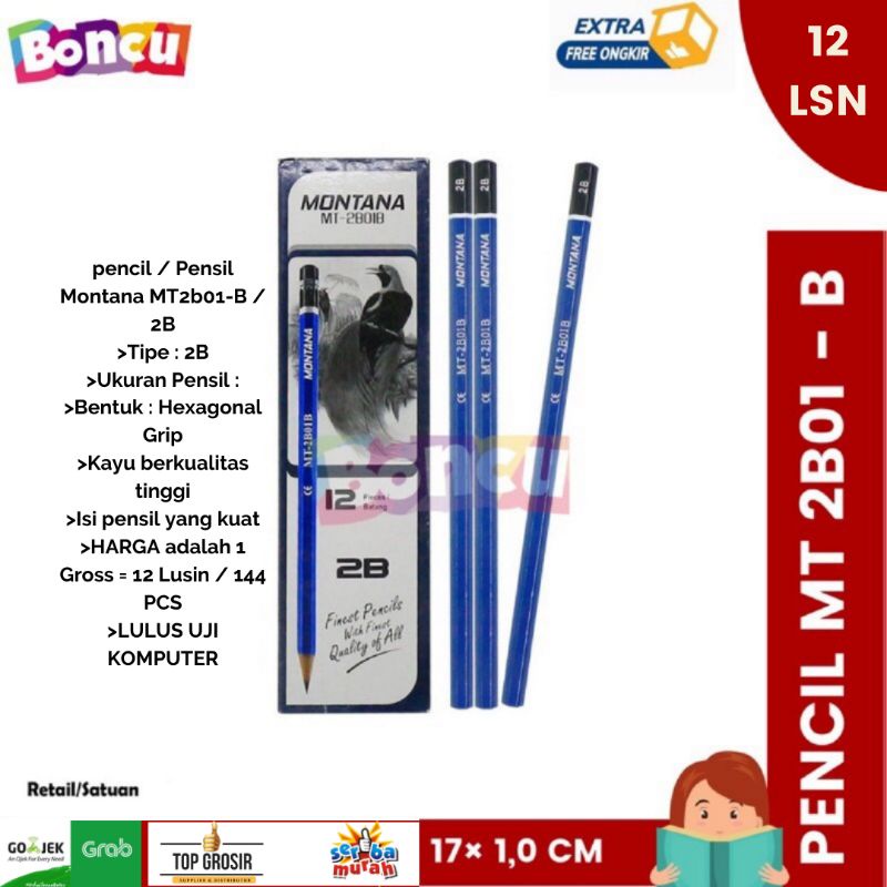 

Pencil / Pensil Montana MT2B01-B/Pensil Montana MT2B01-G / 2B BIRU-HIJAU / PERGROS BEST SELLER