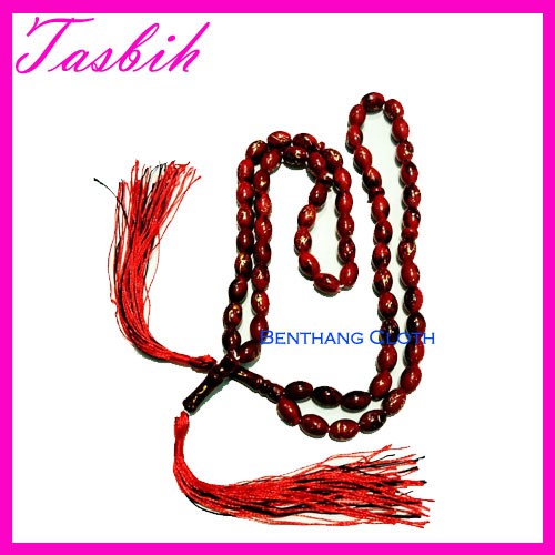 Tasbih Merah Corak Emas