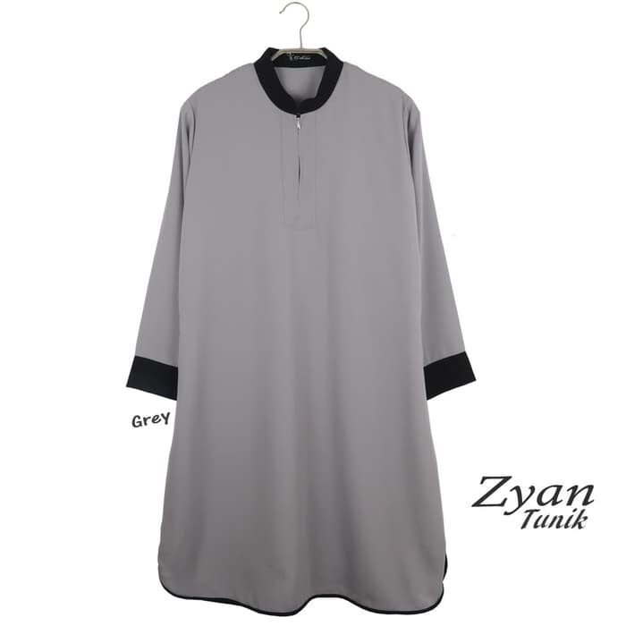 Baju Wanita Murah Kekinian Grosir Modern Elegan Baju Muslim Cewek Atasan Wanita Zyan Tunik - Grey