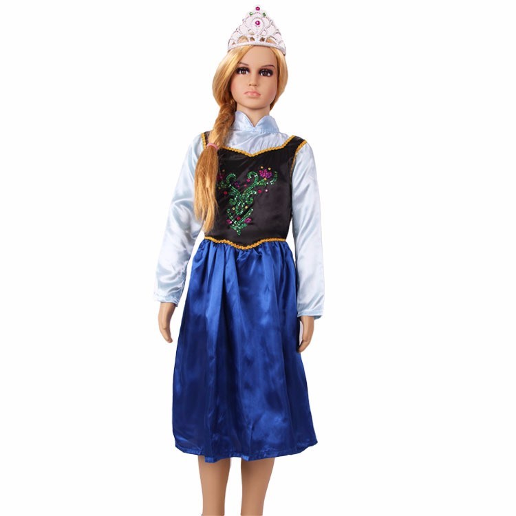 Kostum Cosplay Anna Costume Frozen Disney Dress+cloak Anak Size L