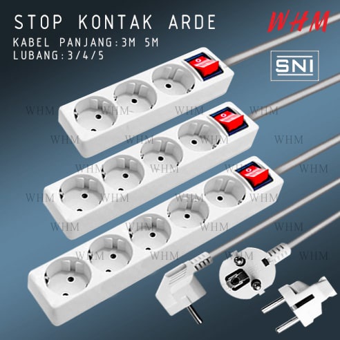 SNI STOP KONTAK 3/4/5LUBANG + KABEL PANJANG 3M &amp; 5M / STOP KONTAK KABEL COLOKAN