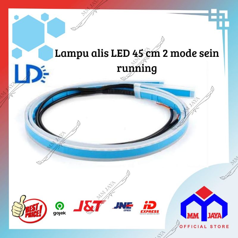 Lampu Alis LED slim DRL fleksibel waterproof 12v 45cm 2 mode running (1Pasang=2pcs)