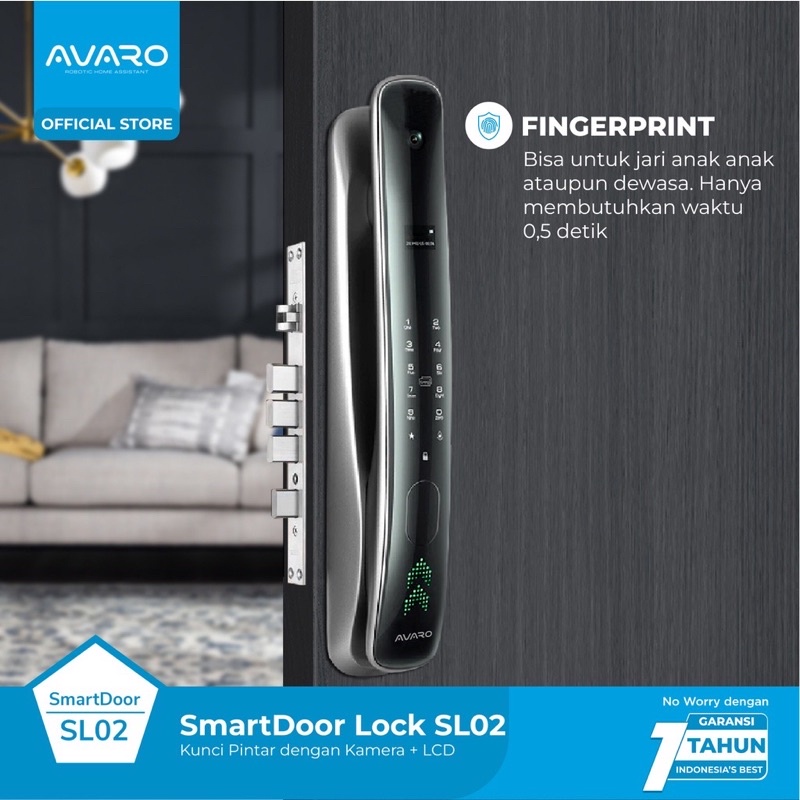 Avaro Smart Door Lock SL02 Kunci Pintu Digital with Camera Built in