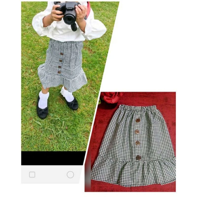 rok anak rempel motif kotak kotak 2-8 tahun