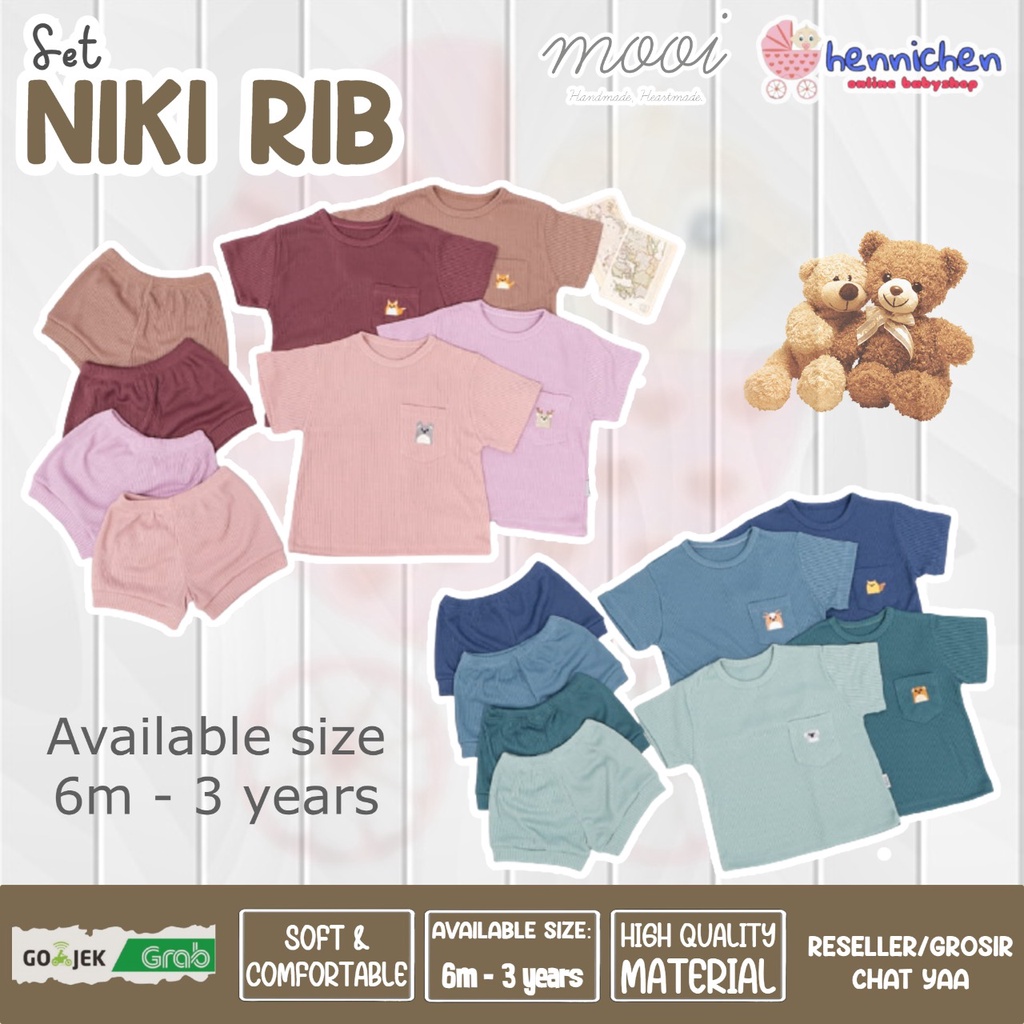 PROMO 7.7 PROMO BAJU LEBARAN MURAH MOOI NIKI RIB SET SETELAN BAJU ANAK UNISEX 6 BULAN - 3 TAHUN