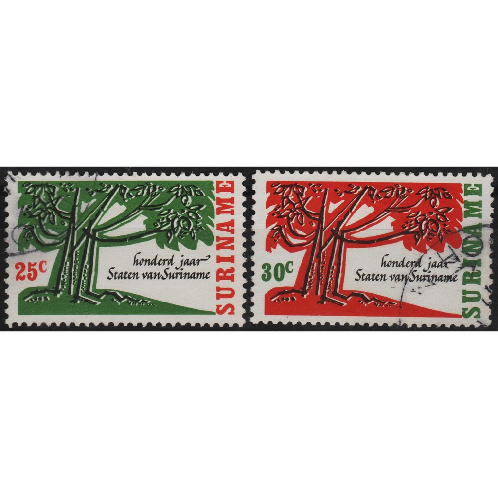 

Perangko Filateli A5-65 suriname VFU 2v 09.05.1966 The 100th Anniversary of surinam parliament