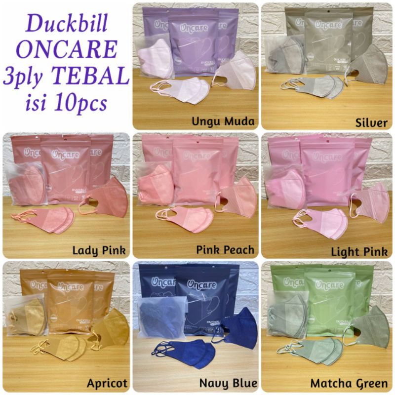 Masker DUCKBILL CAREION ONCARE Emboss Warna 4ply isi 10pcs Murah