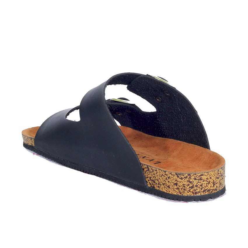 Cracker Black | Sendal Tali Kulit Simpel Kayu Jalan Pria/Cowok/Men Sandal Footwear | FORIND x Lvnatica