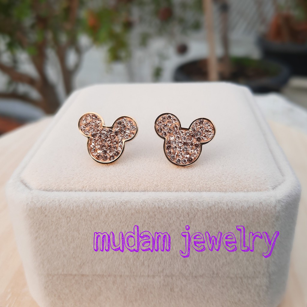 Anting Tusuk Titanium Minnie Dengan Kristal Altifisial Dengan Macam Warna