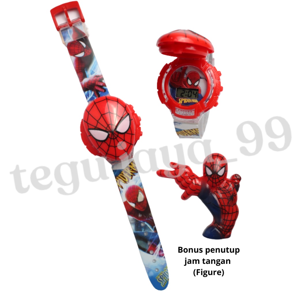 JAM TANGAN FASHION ANAK LAKI-LAKI LAMPU WARNA WARNI &amp; MUSIK 2 IN 1 KARAKTER SUPER HERO TE1043