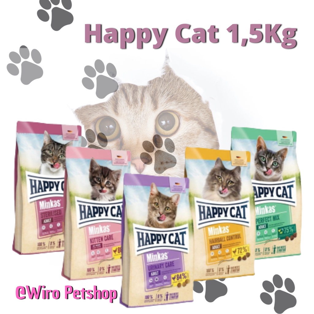Happy Cat Kitten 1,5Kg/ Perfect Mix 1,5Kg/ Sterilised 1,5Kg/ Urinary 1,5Kg/ Hairball 1,5Kg FRESHPACK