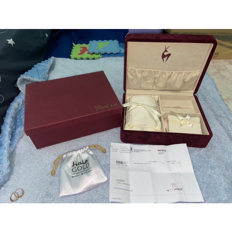 BOX PERHIASAN FRANK N CO MEWAH SET SESERAHAN FREE CINCIN EMAS HALA GOLD ORIGINAL MULUS TERAWAT